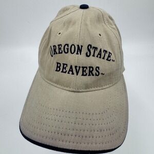 University Square Oregon State Beavers Hat Tan Navy Made in USA Adjustable VTG